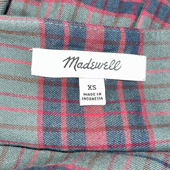 Madewell Plaid Button Up Shirt V Neck Pinview Blouse Relax Fit Stripe - Picture 6 of 9